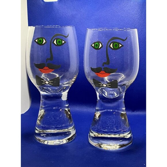 VTG Glasbruk Kosta Sweden Renate Stock Design Man Bar Glasses - Set Of 2 - Picture 1 of 8